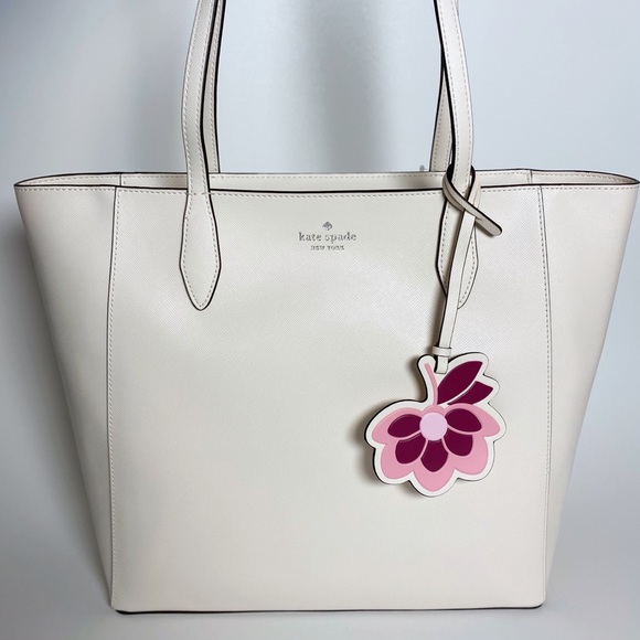 kate spade Handbags - Kate Spade Dana White Saffiano Tote Flower Charm